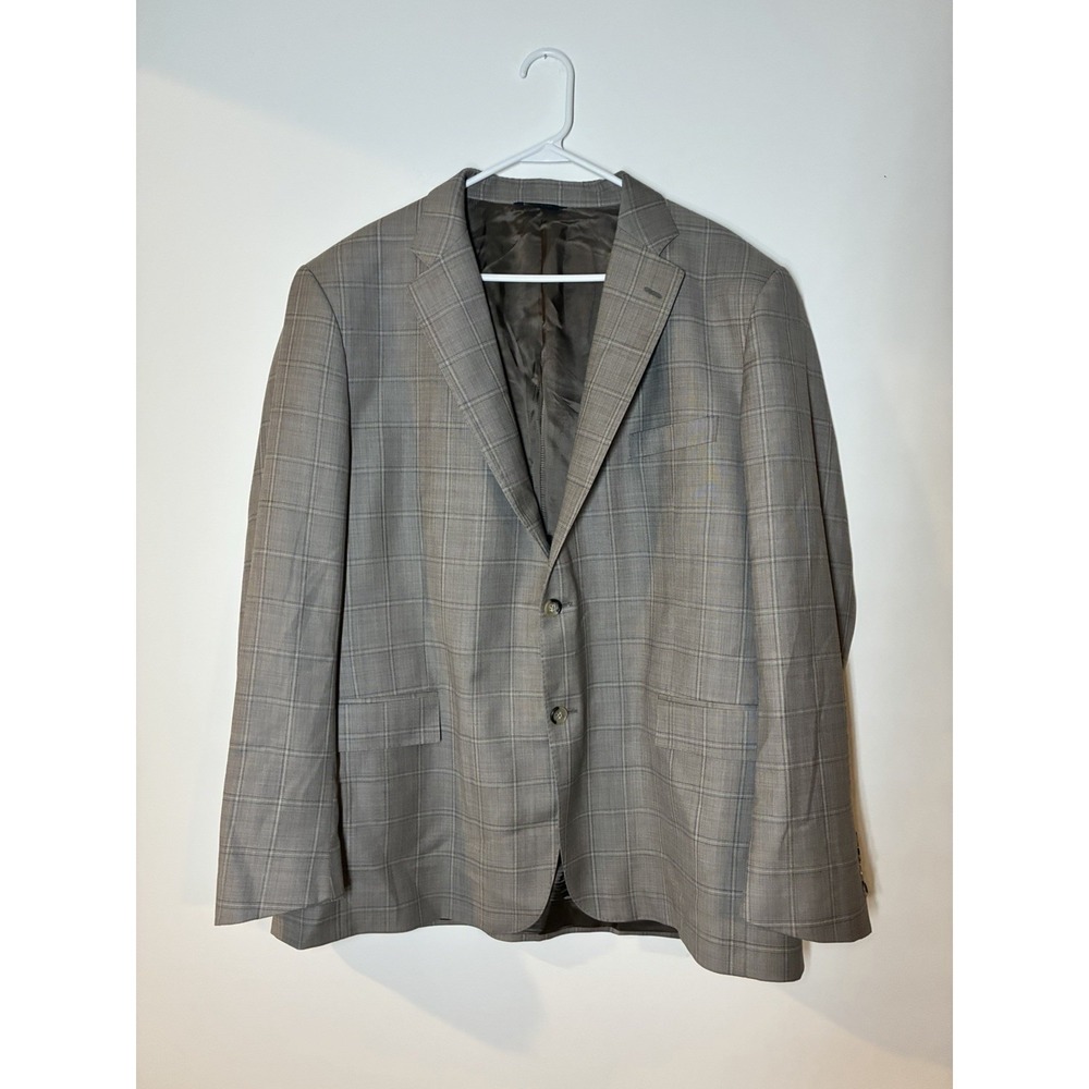 Brooks Brothers sport coat 1818 collections gry & tan/brown plaid Italy 50L Wool